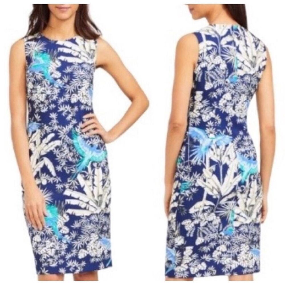 J.McLaughlin Women’s Sheath Sleeveless Blue Dress Tropical/floral Multicolored 4